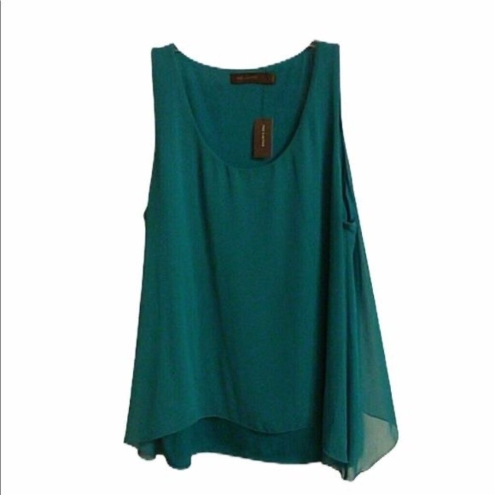Limited Swingy Bloused Hemline Green-Blue Aqua Tank  NWT  Large